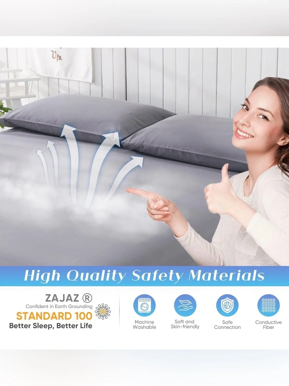 Grounding sheets Queen size. 95% Organic Cotton + 5 % pure silver fiber
